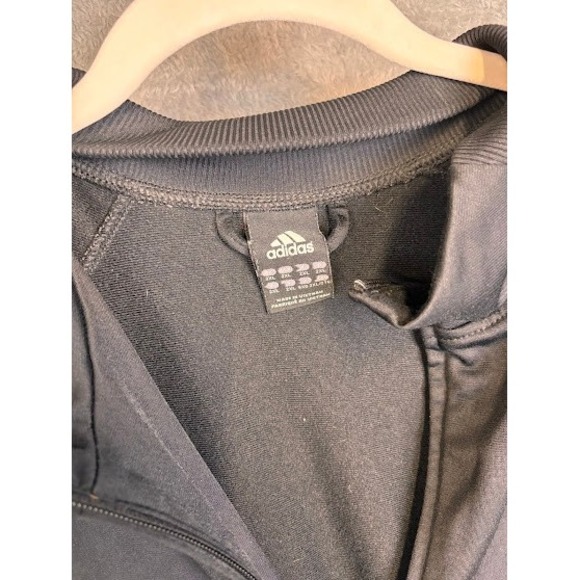 Adidas Mens Track Jacket Full Zip Black White 3 Stripe Logo Size 2XL - Picture 2 of 7